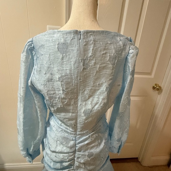 Showpo Blue Ruched Ruffled Cocktail Dress - Picture 3 of 4